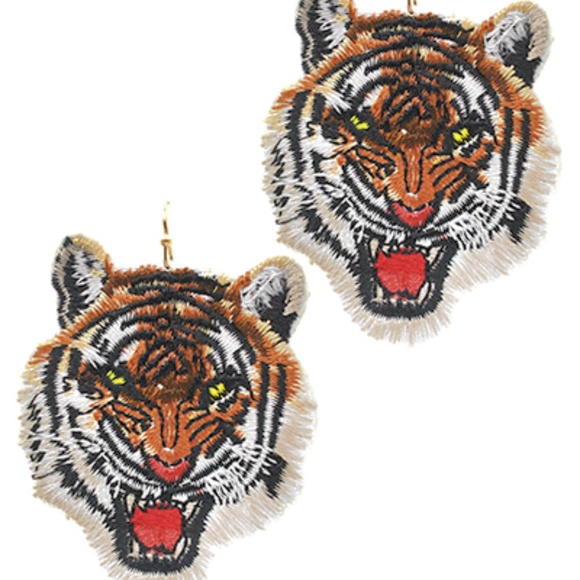 Fleurish Jewelry Jewelry - Tiger Embroidery Patch Earrings